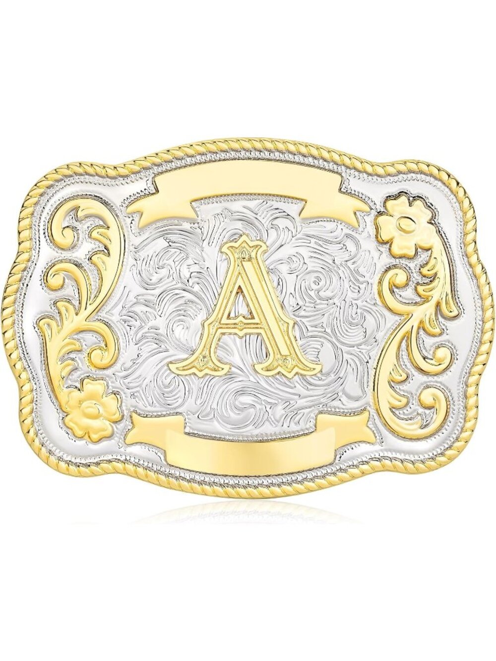 Unisex A Imported Vintage Western Cowboy Rodeo Gold Initial Belt Buckle